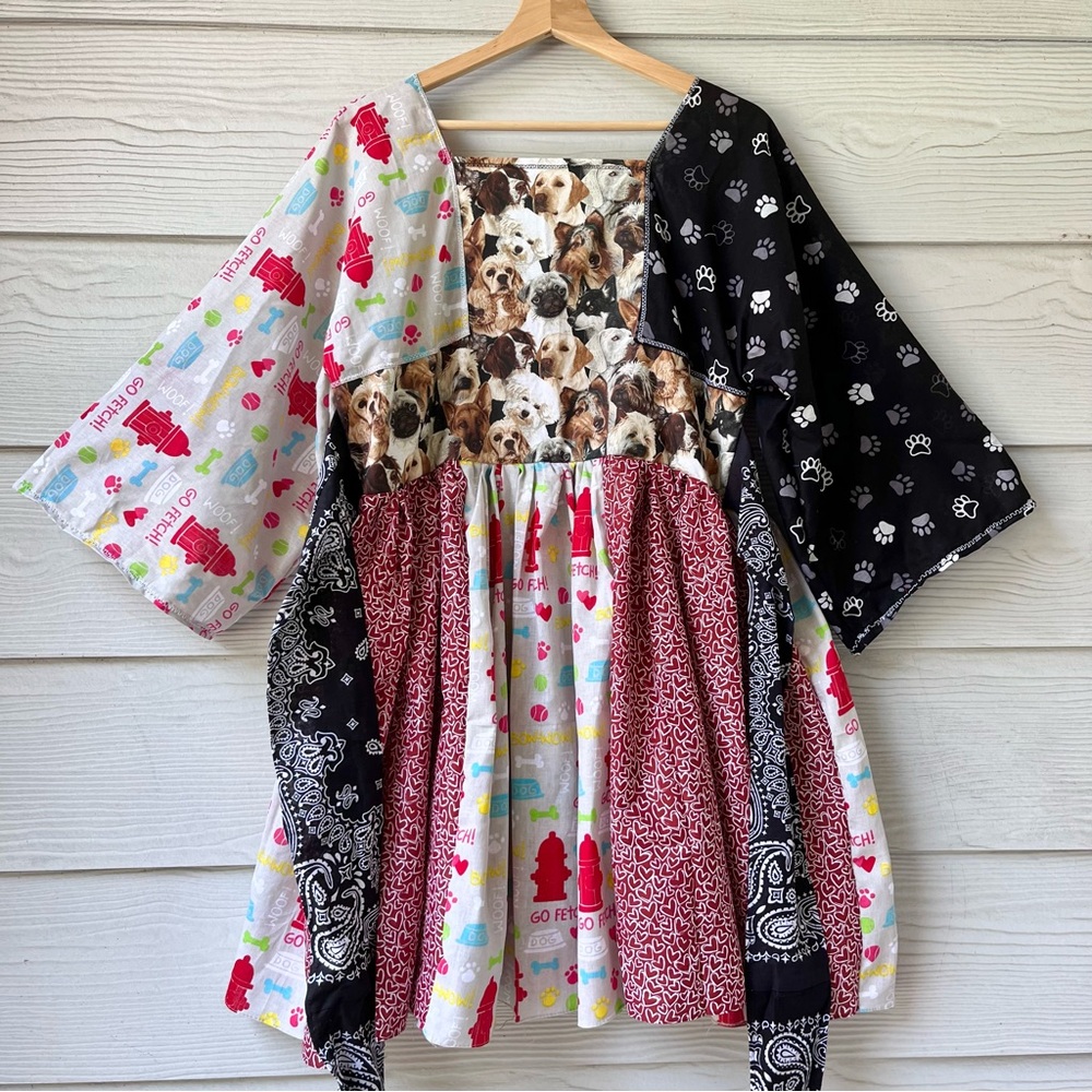 Handmade Tie At Back Dog Printed Bandana Dress/Pup Dress SKU 06183